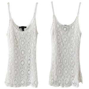 INC International Concepts White Crochet Knit Scoop Neck Tank Top Size Medium